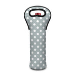 Grey And White Polka Dot Pattern Print Single Neoprene Wine Tote