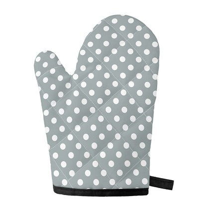 Grey And White Polka Dot Pattern Print Single Oven Mitt