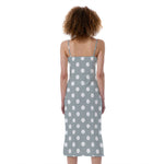 Grey And White Polka Dot Pattern Print Slim Fit Midi Cami Dress
