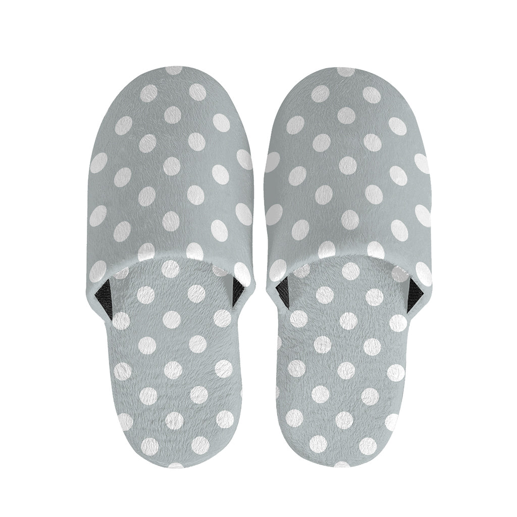 Grey And White Polka Dot Pattern Print Slippers