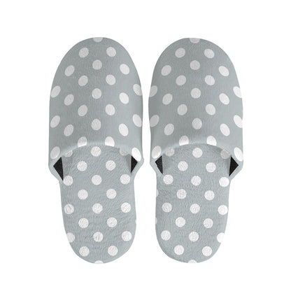 Grey And White Polka Dot Pattern Print Slippers