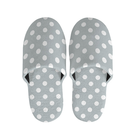 Grey And White Polka Dot Pattern Print Slippers