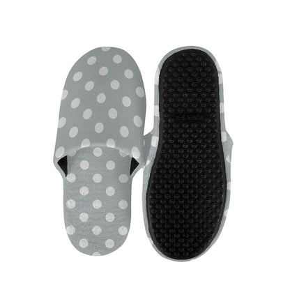 Grey And White Polka Dot Pattern Print Slippers