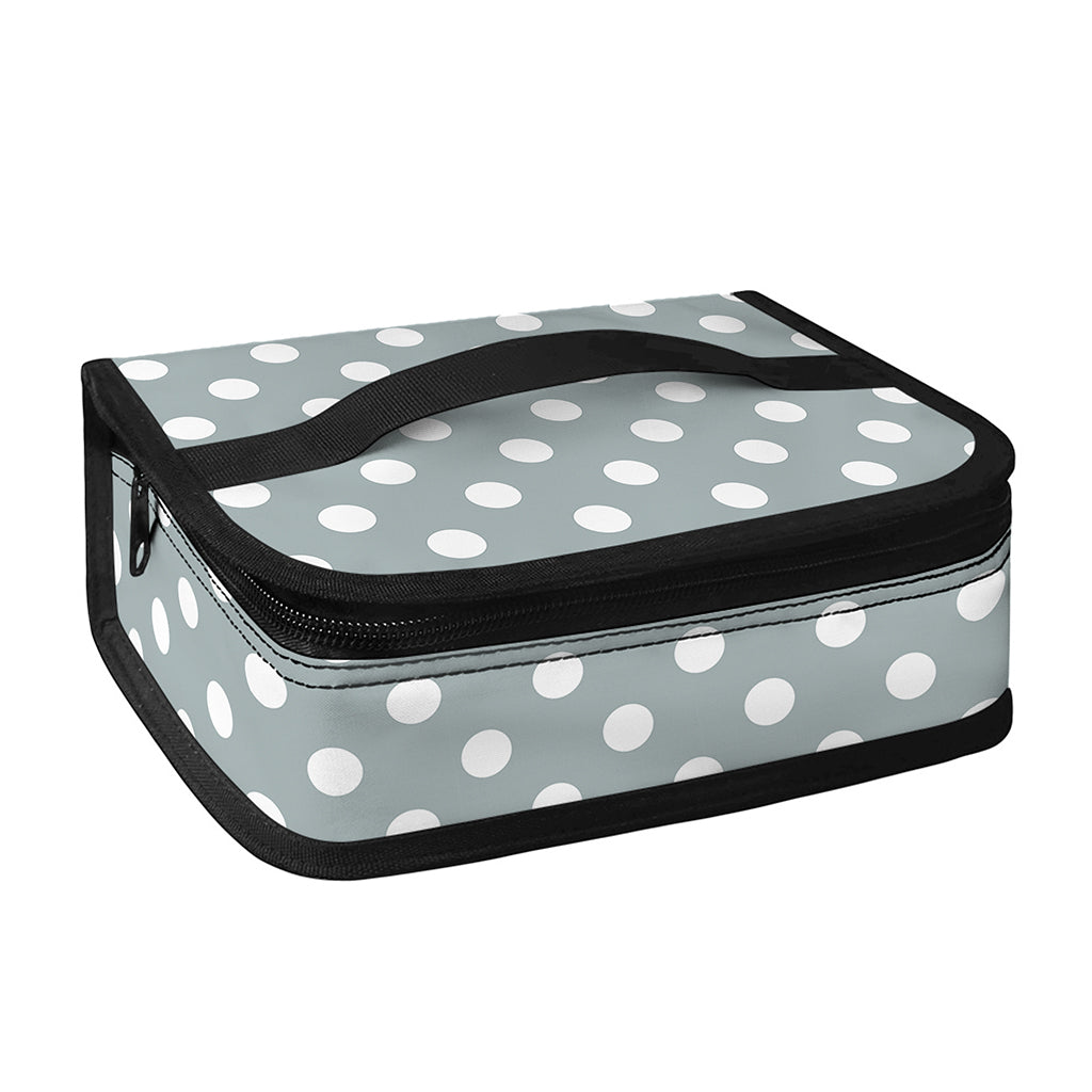 Grey And White Polka Dot Pattern Print Small Lunch Bag