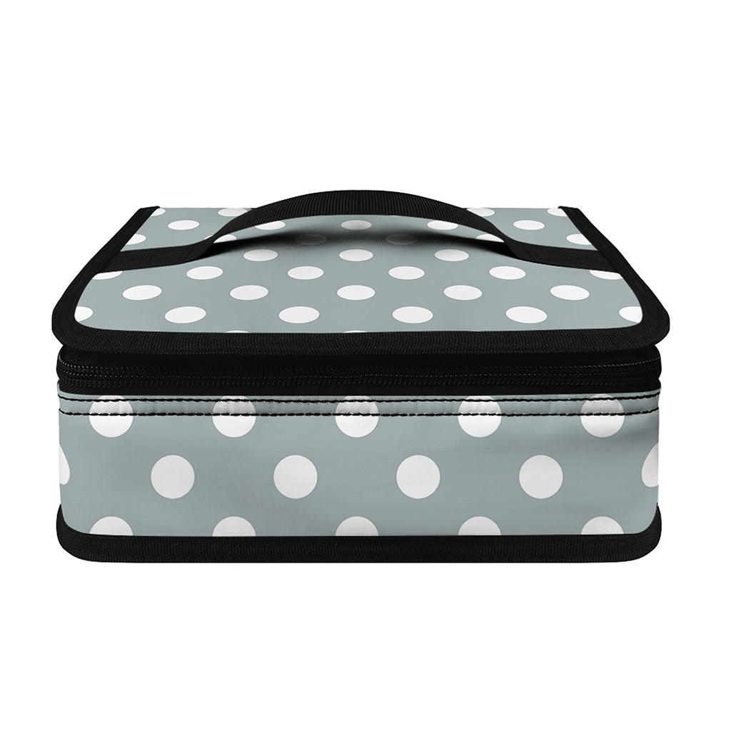 Grey And White Polka Dot Pattern Print Small Lunch Bag