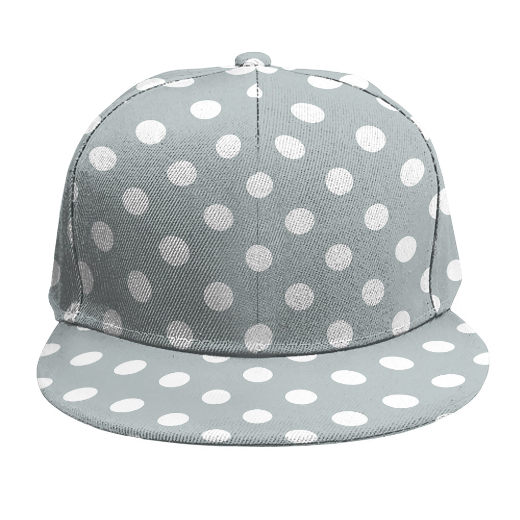 Grey And White Polka Dot Pattern Print Snapback Cap