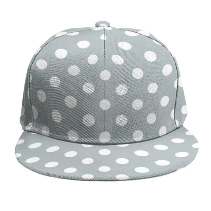Grey And White Polka Dot Pattern Print Snapback Cap