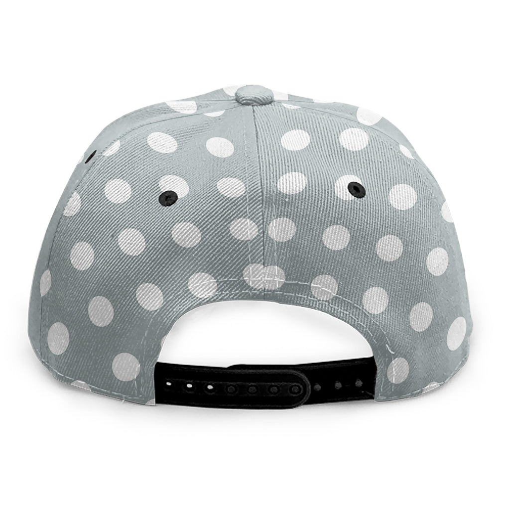 Grey And White Polka Dot Pattern Print Snapback Cap