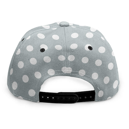 Grey And White Polka Dot Pattern Print Snapback Cap