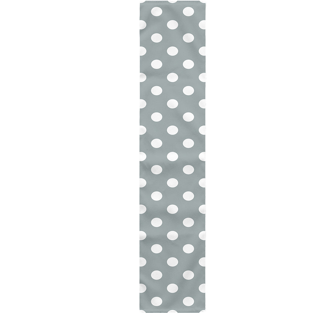 Grey And White Polka Dot Pattern Print Table Runner