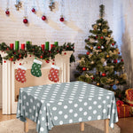Grey And White Polka Dot Pattern Print Tablecloth