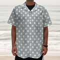Grey And White Polka Dot Pattern Print Textured Short Sleeve Shirt