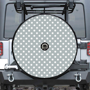 Grey And White Polka Dot Pattern Print Tire Cover With Camera Hole