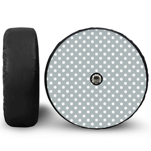 Grey And White Polka Dot Pattern Print Tire Cover With Camera Hole