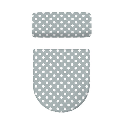Grey And White Polka Dot Pattern Print Toilet Lid And Tank Cover Set