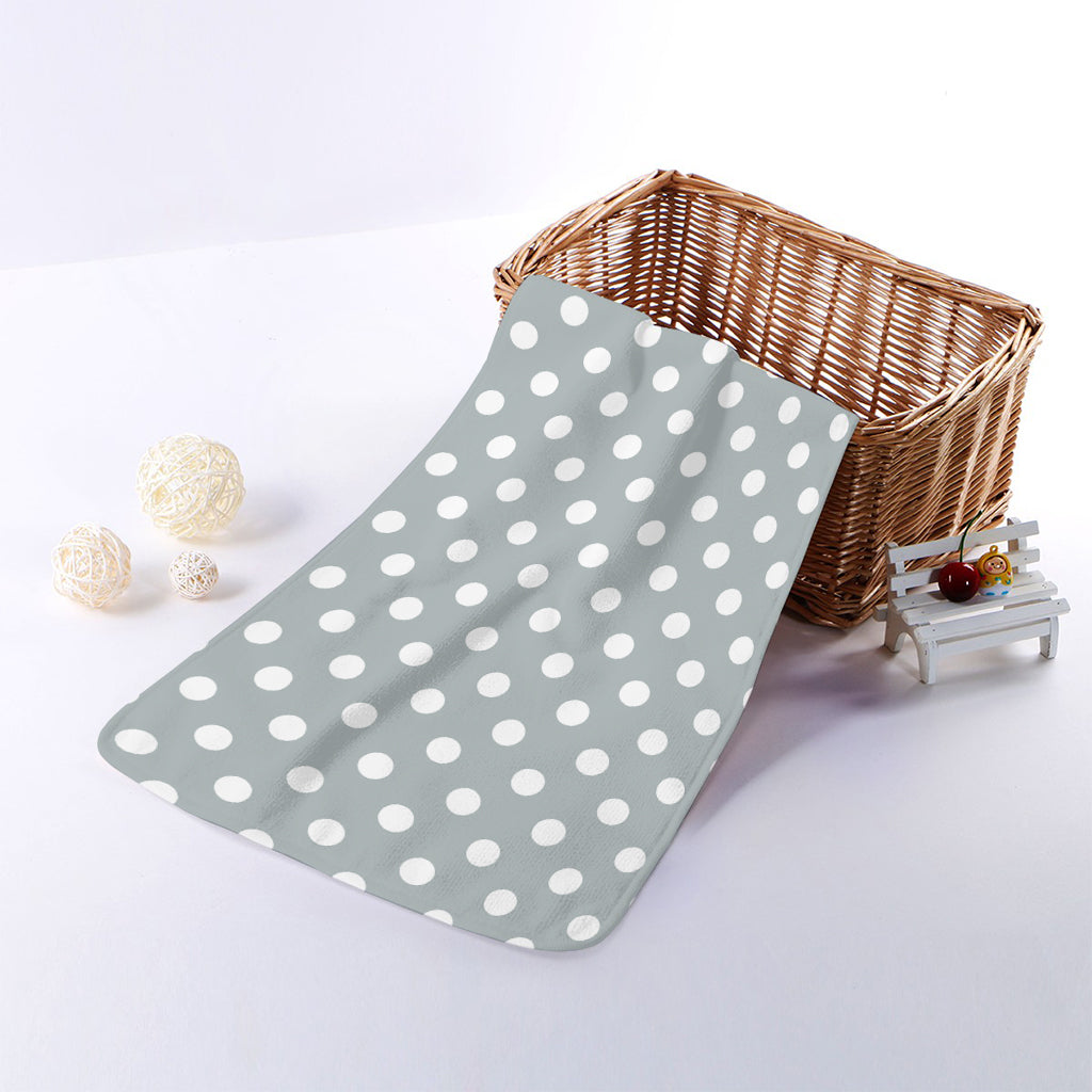 Grey And White Polka Dot Pattern Print Towel