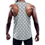 Grey And White Polka Dot Pattern Print Training Tank Top