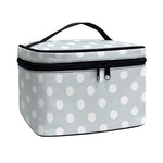 Grey And White Polka Dot Pattern Print Travel Makeup Bag