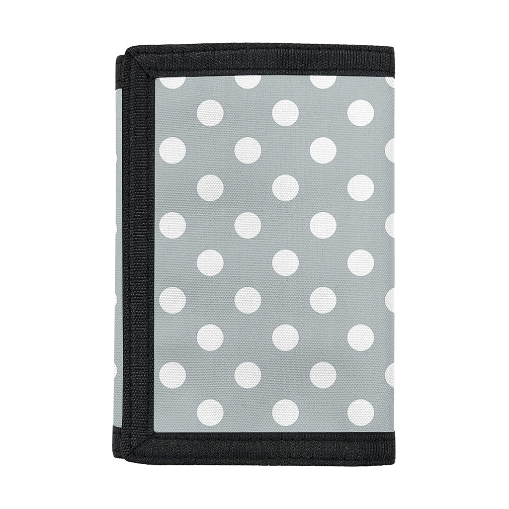 Grey And White Polka Dot Pattern Print Trifold Wallet