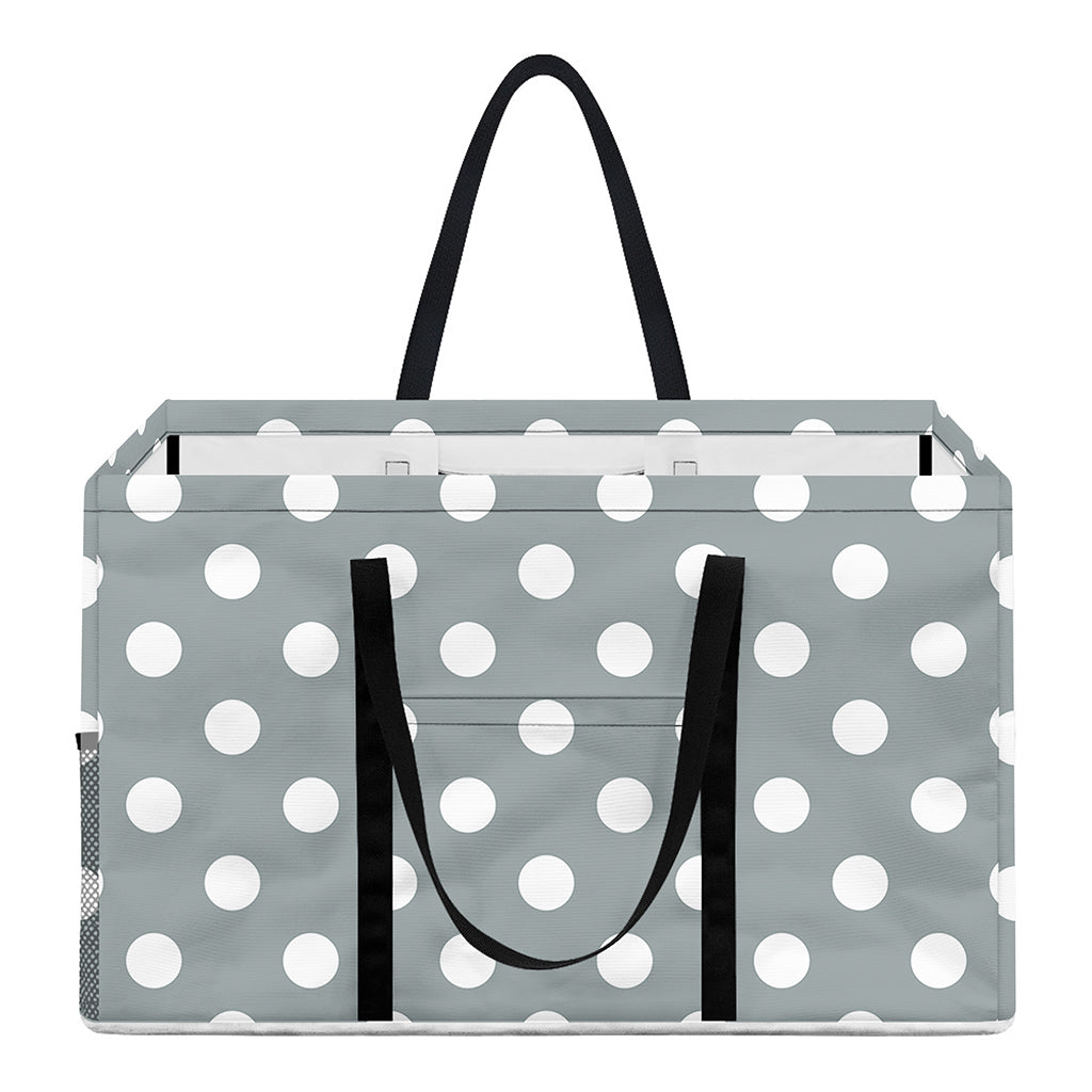 Grey And White Polka Dot Pattern Print Utility Tote Bag