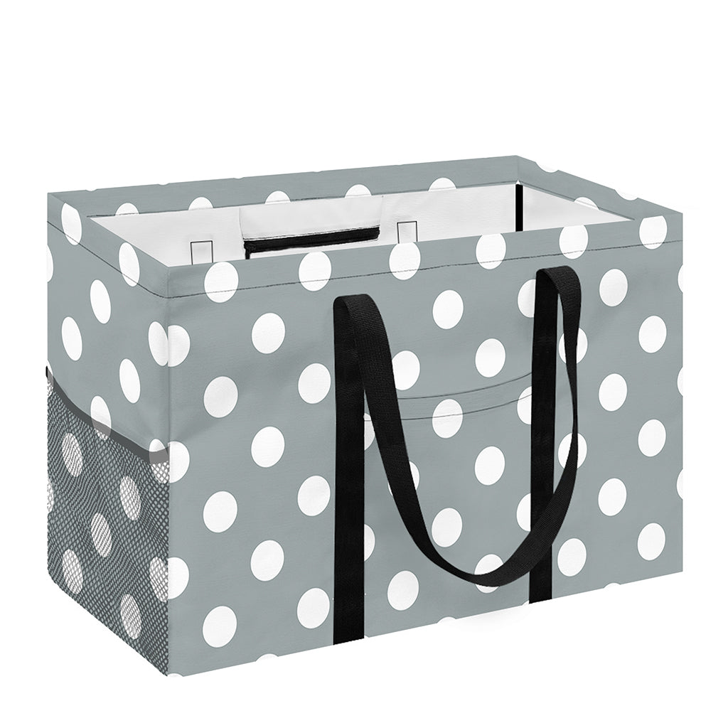 Grey And White Polka Dot Pattern Print Utility Tote Bag