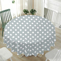Grey And White Polka Dot Pattern Print Waterproof Round Tablecloth