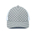 Grey And White Polka Dot Pattern Print White Mesh Trucker Hat