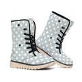 Grey And White Polka Dot Pattern Print Winter Boots