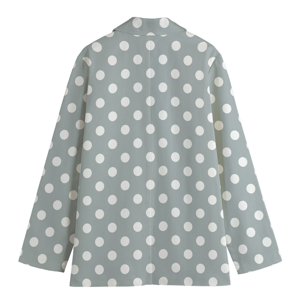 Grey And White Polka Dot Pattern Print Women's Blazer