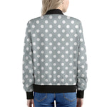 Grey And White Polka Dot Pattern Print Women's Bomber Jacket