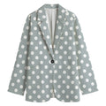 Grey And White Polka Dot Pattern Print Women's Cotton Blazer