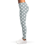 Grey And White Polka Dot Pattern Print Women's Leggings