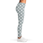 Grey And White Polka Dot Pattern Print Women's Leggings