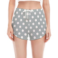 Grey And White Polka Dot Pattern Print Women's Split Running Shorts