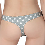 Grey And White Polka Dot Pattern Print Women's Thong