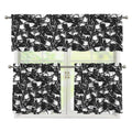 Grey And White Shark Pattern Print 3 Piece Kitchen Curtains