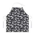 Grey And White Shark Pattern Print Adjustable Apron