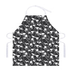 Grey And White Shark Pattern Print Adjustable Apron