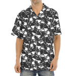 Grey And White Shark Pattern Print Aloha Shirt