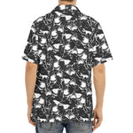 Grey And White Shark Pattern Print Aloha Shirt