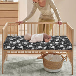 Grey And White Shark Pattern Print Baby Crib Sheet