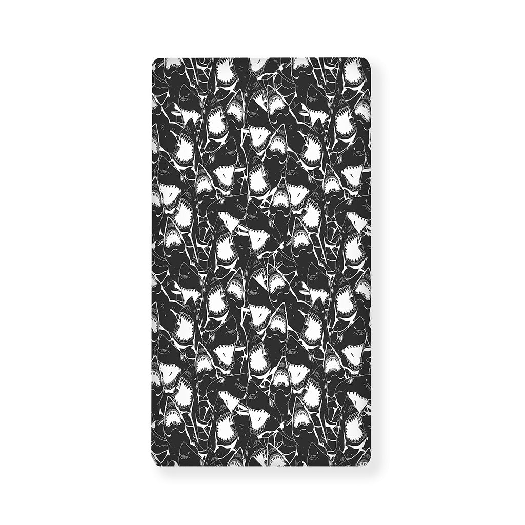Grey And White Shark Pattern Print Baby Crib Sheet