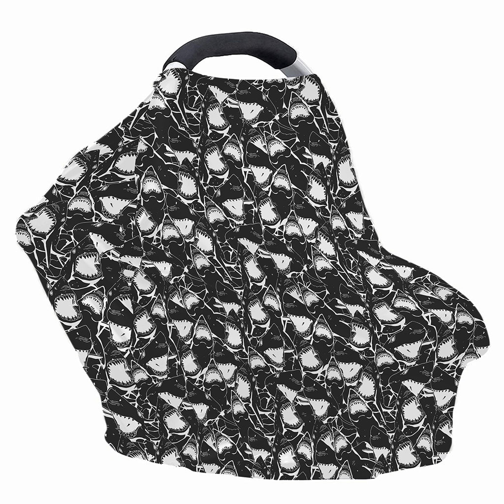 Grey And White Shark Pattern Print Baby Seat Cover