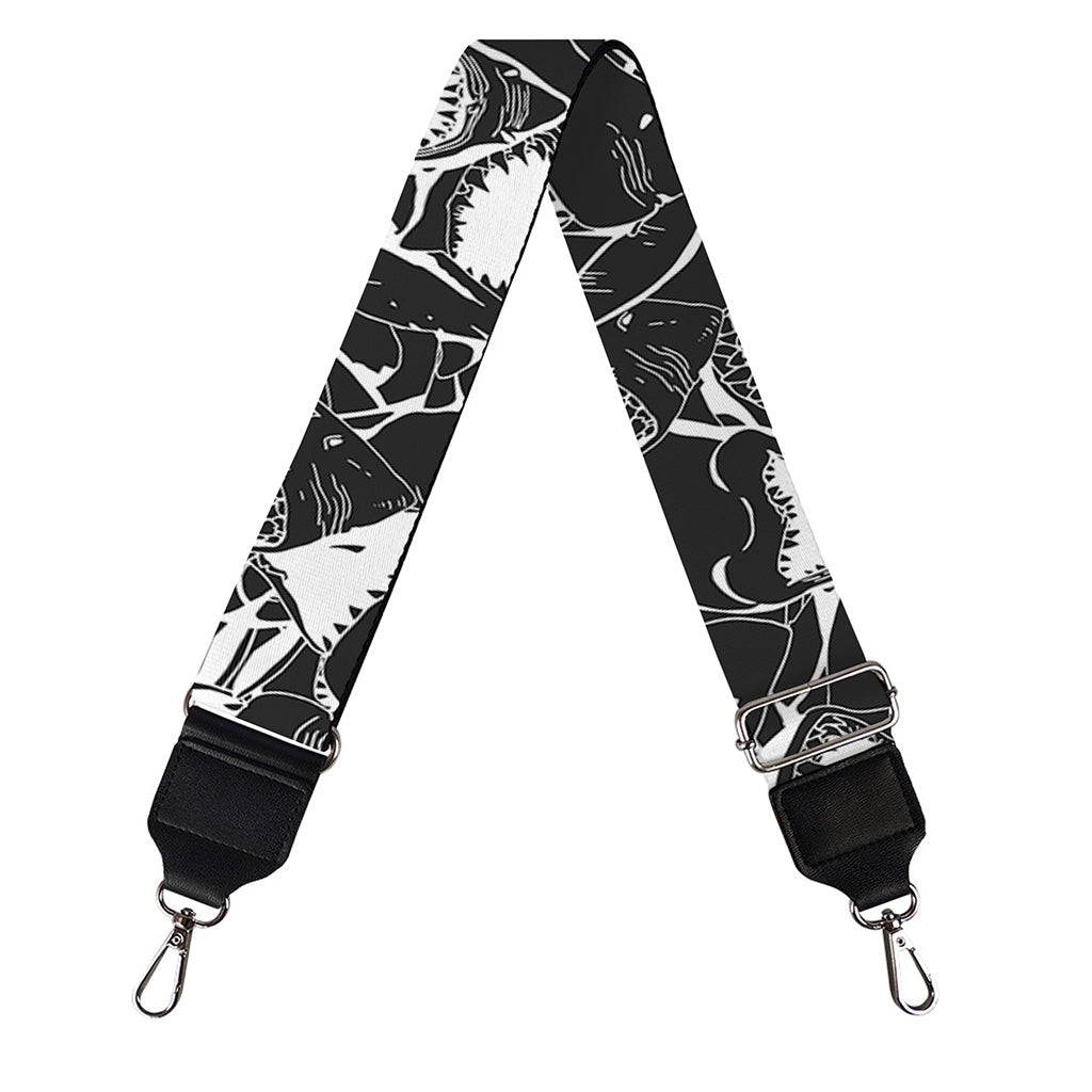 Grey And White Shark Pattern Print Bag Strap