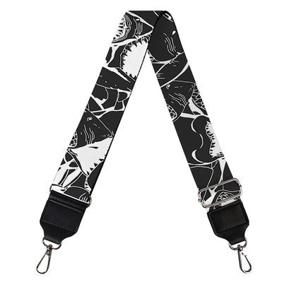 Grey And White Shark Pattern Print Bag Strap