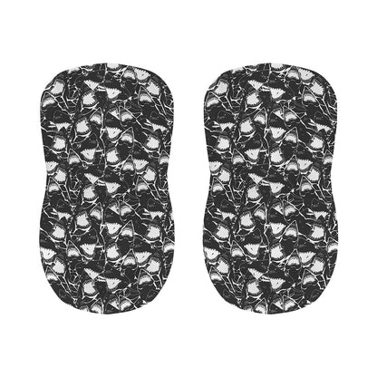 Grey And White Shark Pattern Print Bar Stool Covers