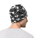 Grey And White Shark Pattern Print Beanie