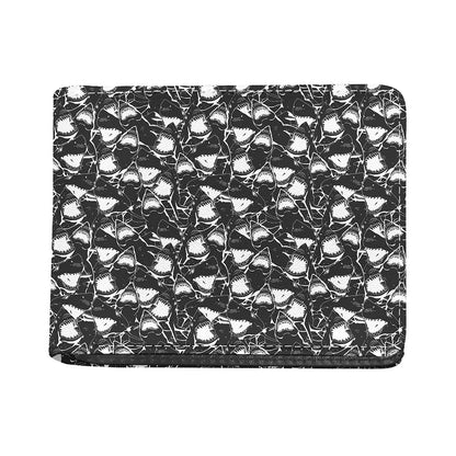Grey And White Shark Pattern Print Bifold Wallet