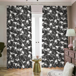 Grey And White Shark Pattern Print Blackout Pencil Pleat Curtains