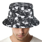 Grey And White Shark Pattern Print Bucket Hat